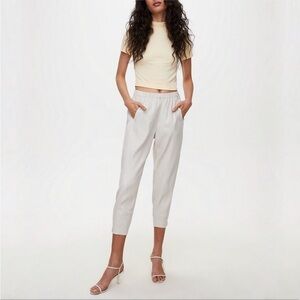 Aritzia Babaton Dexter White Ankle Pants Size L Business Casual Pull On